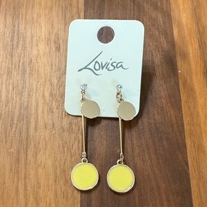 NWT Lovisa Gold Tone Yellow Rhinestone Geometric Abstract Drop Earrings
